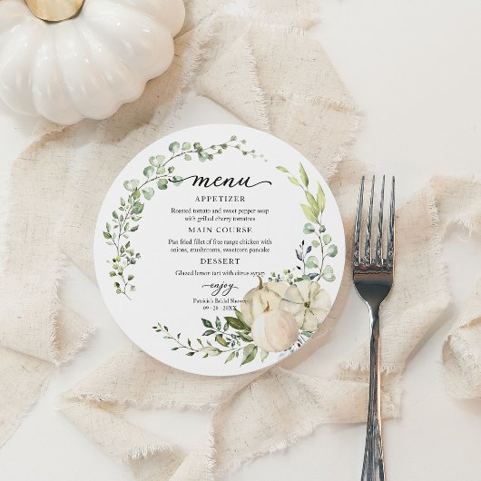 Pompoen Bruiloft Feest Ronde Menu Kaart