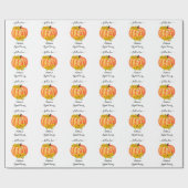 Pompoen Bruiloft Feestje Oranje Wit Cadeaupapier (Vlak)