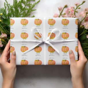 Pompoen Bruiloft Feestje Oranje Wit  Cadeaupapier