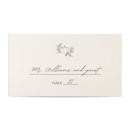 Pompoen bruiloft plaatskaartje