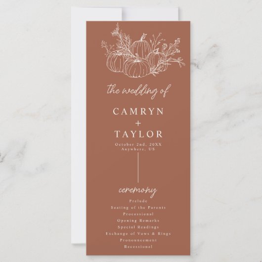 Pompoen bruiloft programma (Voorkant)