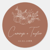 Pompoen bruiloft ronde sticker (Voorkant)