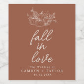 Pompoen bruiloft wijn etiket (Enkel label)