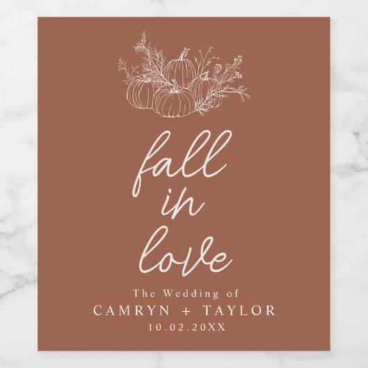 Pompoen bruiloft wijn etiket (Enkel label)