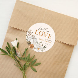 Pompoen bruiloftsfeest met rustieke bloemen ronde sticker