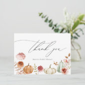 Pompoen Burgundy Bloemen Bruiloft Dank Je Bedankkaart (Staand voorkant)