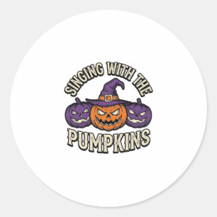 Pompoen Carols T-shirt Vintage Halloween Koor Pomp Ronde Sticker
