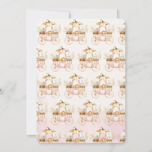 Pompoen Carriage Waterverf Flowers Baby shower Kaart (Achterkant)