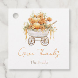 Pompoen Carriage Waterverf Square Baby shower Labe Bedankjes Labels