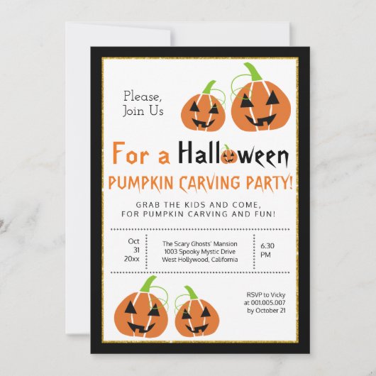 Pompoen carving Halloween feest Kaart (Voorkant)