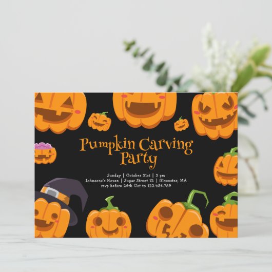 Pompoen carving Halloween feest Kaart (Staand voorkant)