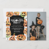 Pompoen Carving Halloween Foto Verjaardag Kaart (Voorkant)