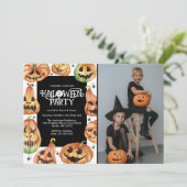 Pompoen Carving Halloween Foto Verjaardag Kaart (Staand voorkant)