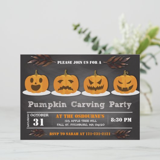 Pompoen Carving Halloween Schattigee Spooktacular  Kaart (Staand voorkant)