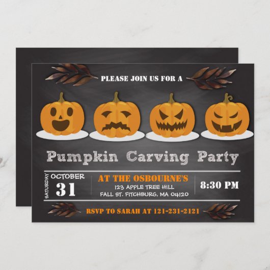 Pompoen Carving Halloween Schattigee Spooktacular  Kaart (Voorkant / Achterkant)