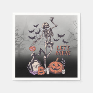 Pompoen Carving Party Custom Halloween Skelet Servet