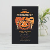 Pompoen Carving Party Halloween Kaart (Staand voorkant)