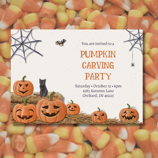 Pompoen Carving Party Jack O'lantaarn Rustiek Kaart