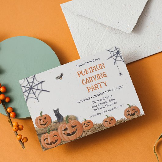 Pompoen Carving Party Jack O'lantaarn Rustiek Kaart