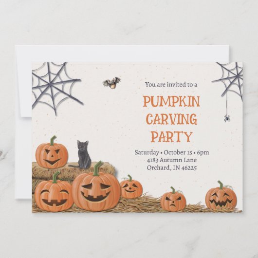 Pompoen Carving Party Jack O'lantaarn Rustiek Kaart (Voorkant)