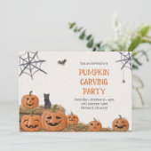 Pompoen Carving Party Jack O'lantaarn Rustiek Kaart (Staand voorkant)