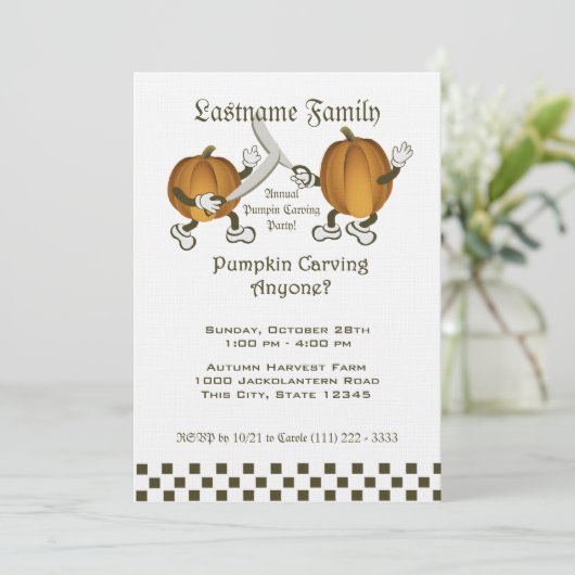 Pompoen Carving Party Kaart (Staand voorkant)