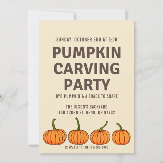 Pompoen Carving Party Kaart (Voorkant)