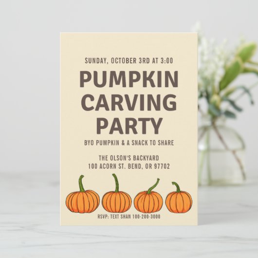 Pompoen Carving Party Kaart (Staand voorkant)