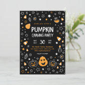 pompoen carving party kaart (Staand voorkant)