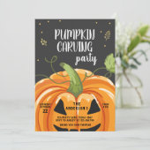 Pompoen Carving Party Spooky Halloween Verjaardag Kaart (Staand voorkant)
