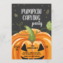 Pompoen Carving Party Spooky Halloween Verjaardag Kaart