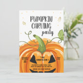 Pompoen Carving Party Spooky Halloween Verjaardag Kaart (Staand voorkant)