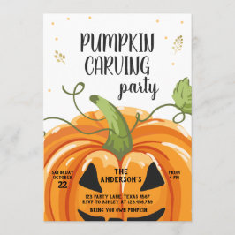 Pompoen Carving Party Spooky Halloween Verjaardag Kaart