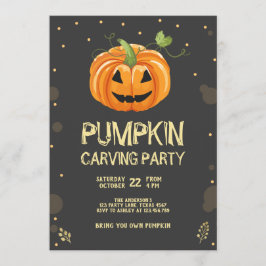 Pompoen Carving Party Spooky Halloween Verjaardag Kaart