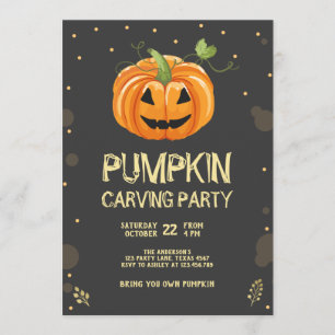 Pompoen Carving Party Spooky Halloween Verjaardag Kaart