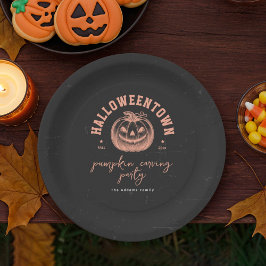 Pompoen Carving Sinaasappel Zwart Halloween Party Papieren Bordje