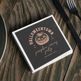 Pompoen Carving Sinaasappel Zwart Halloween Party Servet