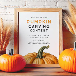 Pompoen carving wedstrijd Halloween feest Poster