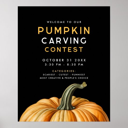Pompoen carving wedstrijd voor Halloween party Poster (Voorkant)