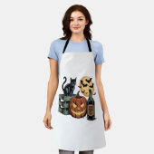 Pompoen Cat Beer Halloween Schort (Gedragen)