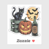 Pompoen Cat Beer Halloween Sticker (Vel)