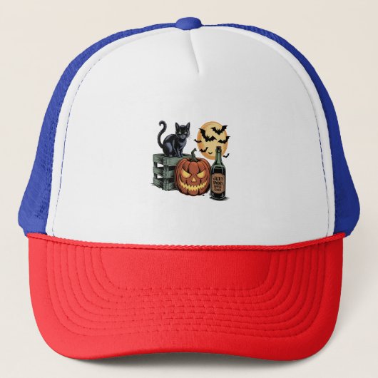 Pompoen Cat Beer Halloween Trucker Pet (Voorkant)