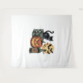 Pompoen Cat Beer Halloween Wandkleed (Voorkant (horizontaal))