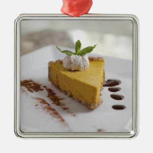 Pompoen Cheesecake Metalen Ornament (Voorkant)