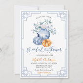 Pompoen Chinees Aardwerk Witte Bloem Pot Bruidscad Kaart (Voorkant)