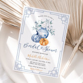 Pompoen Chinees Aardwerk Witte Bloem Pot Bruidscad Kaart