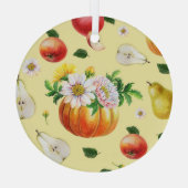 Pompoen, chrysant: herfst fruit illustratie. glas ornament (Achterkant)