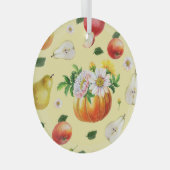 Pompoen, chrysant: herfst fruit illustratie. glas ornament (Voorkant Rechts)