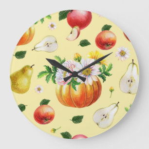 Pompoen, chrysant: herfst fruit illustratie. grote klok