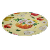 Pompoen, chrysant: herfst fruit illustratie. snijplank (Hoek)